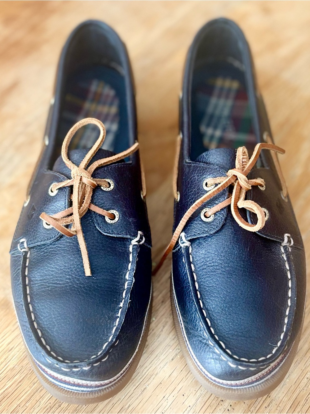 Navy Blue Leather boat shoes, Sperry Top-Sider Bluefish 2-Eye, Women's size 11